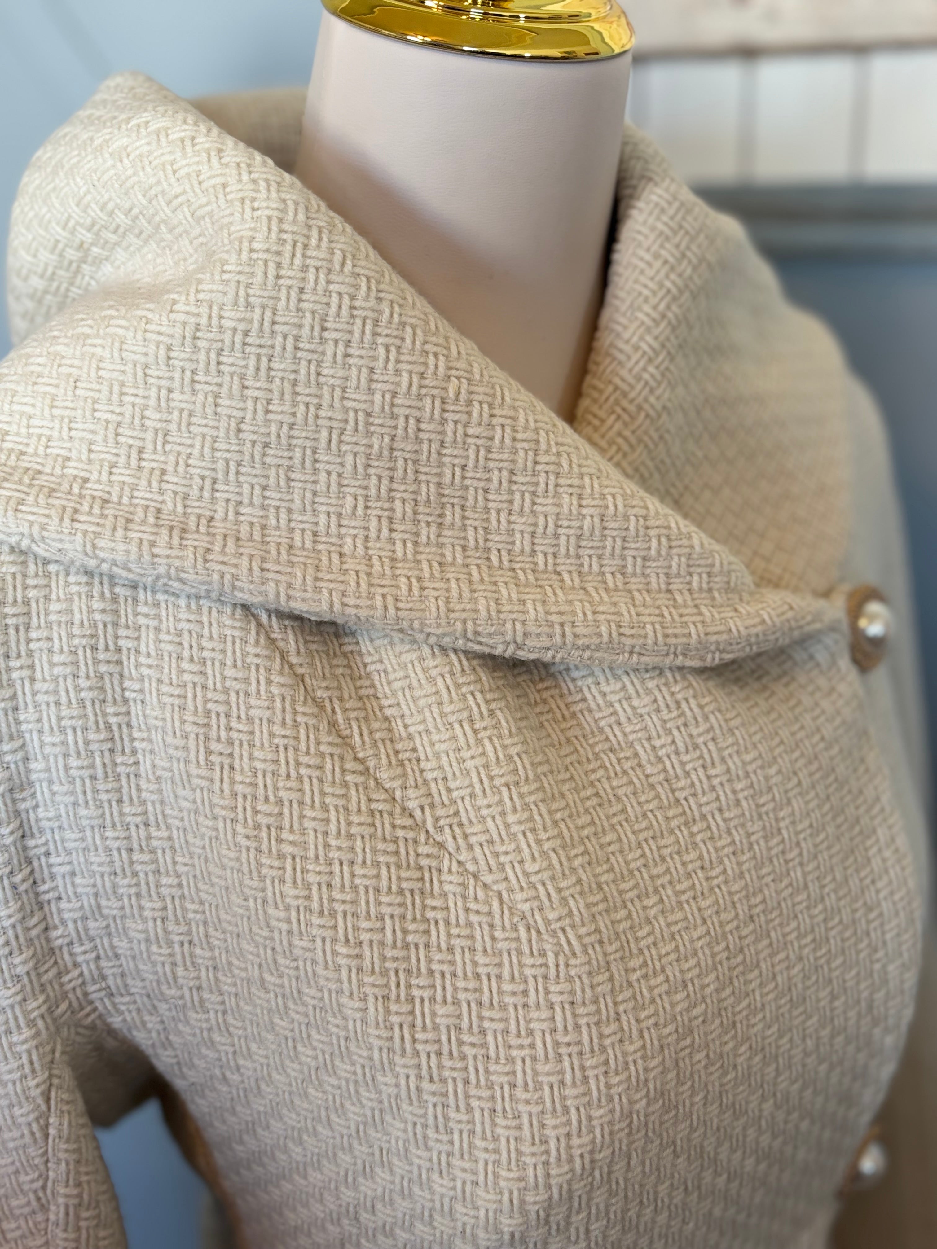 BCBG wool coat with pearl buttons