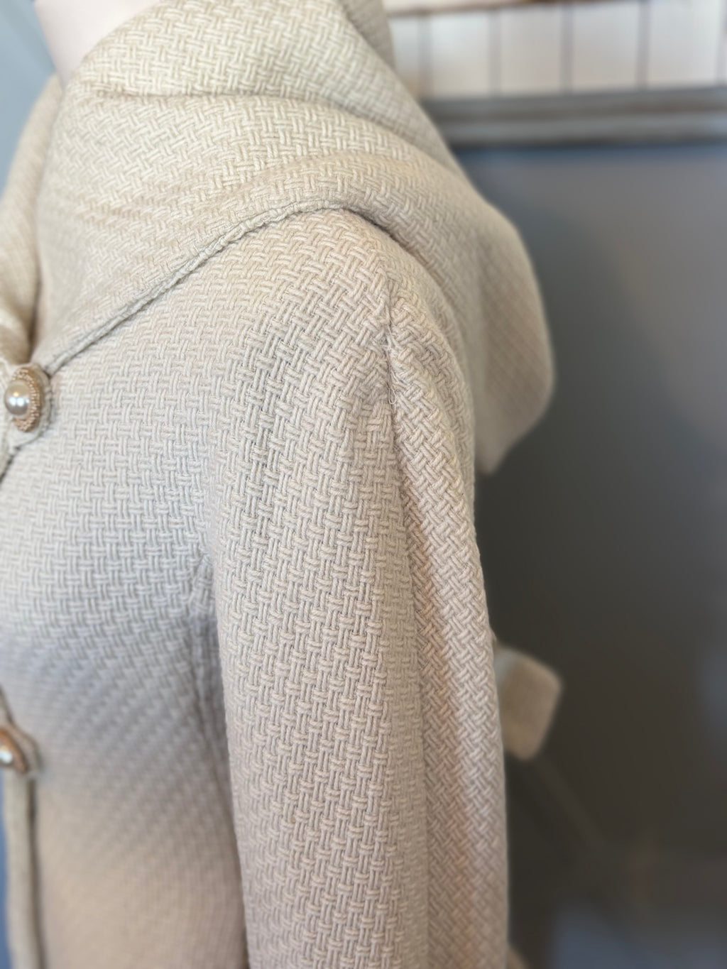 BCBG wool coat with pearl buttons