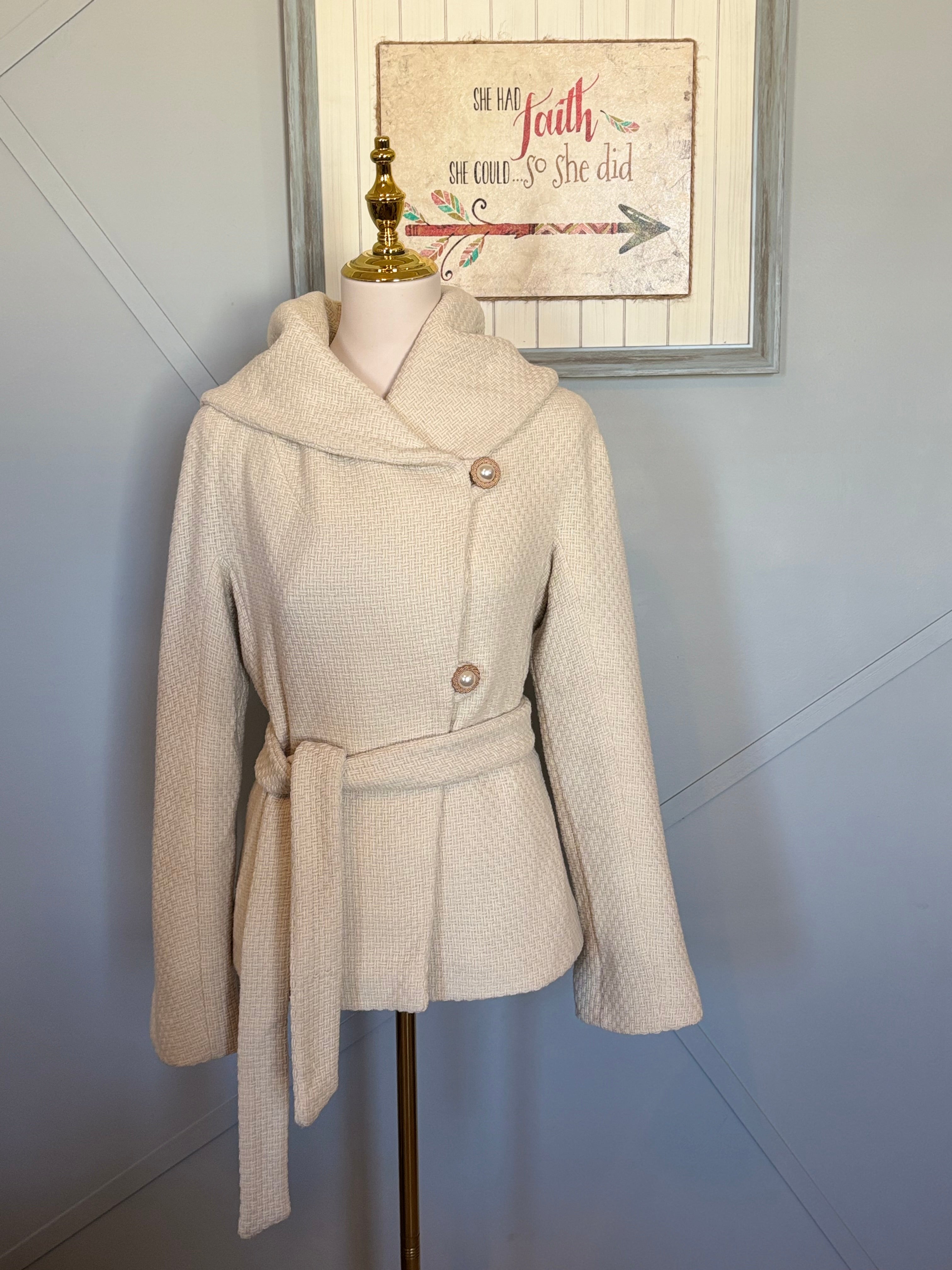 BCBG wool coat with pearl buttons